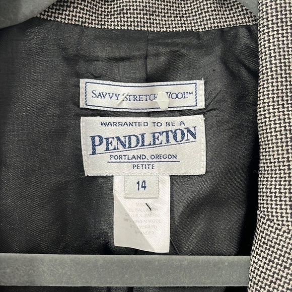 Vintage Pendleton Charcoal Gray Stretch Virgin Wool Two Button Blazer - Picture 2 of 4